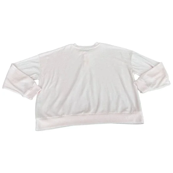 DONNI. Womens Terry Henley Pullover Sweatshirt Top Size XL Pink 3 Button Cropped - Picture 6 of 11